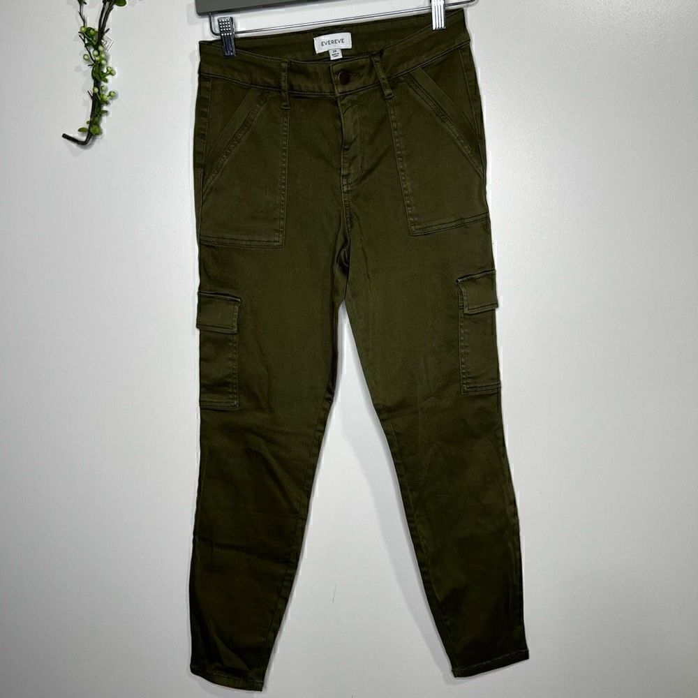 Evereve Tate Cargo Sateen Utility Pants Green Soft Sz 26